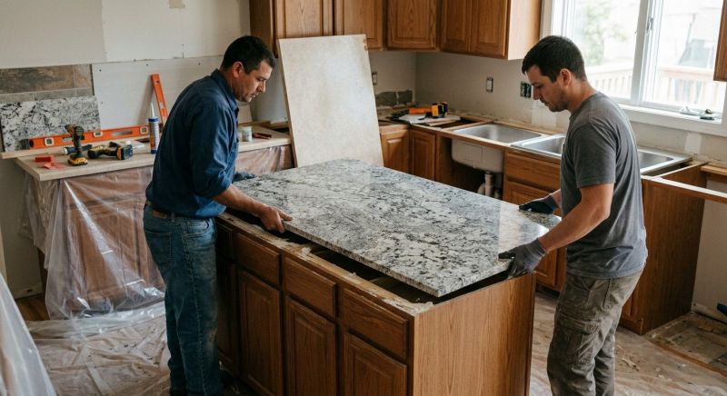 Granite Slab Installation in Lake County, IL
